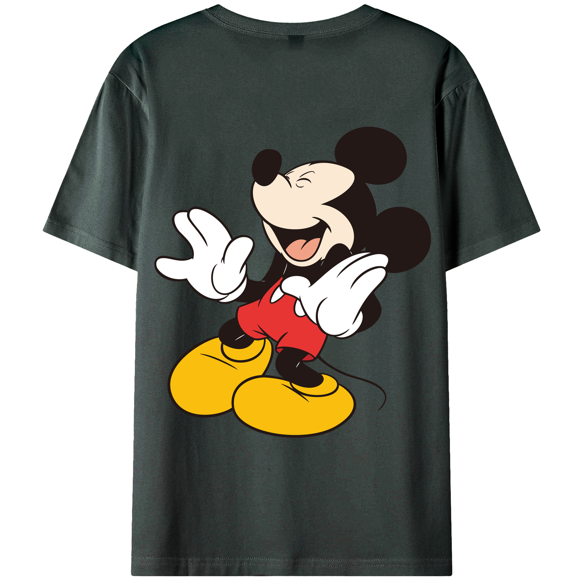 ミッキーマウス Mickey Mouse 綿100％ メンズ半袖Tシャツ（バックプリント） 通気性
